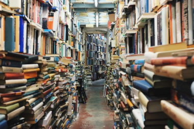 library stacks with books