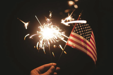 American flag and sparkler