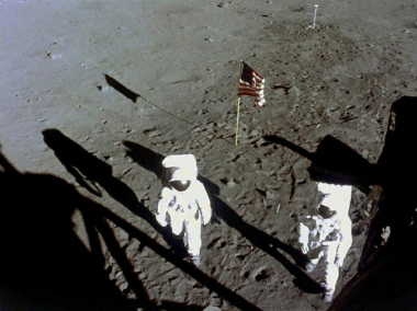 Neil Armstrong and Buzz Aldrin on the moon, 1969