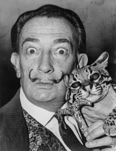 Salvador Dali with his ocelot, Babou