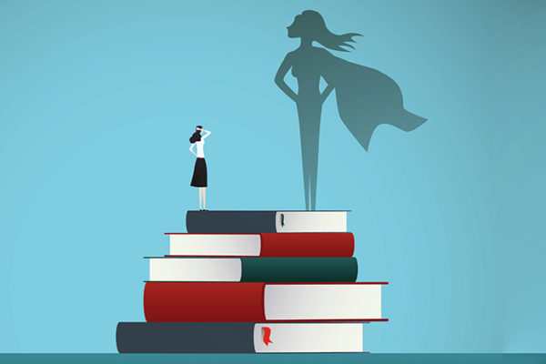 Librarian superhero defending challenged books