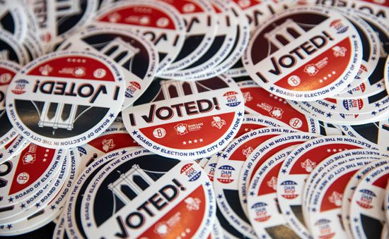 Stickers reading "I voted!"