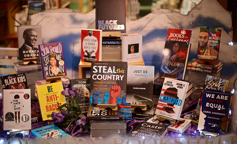 Library display of books by African-American authors