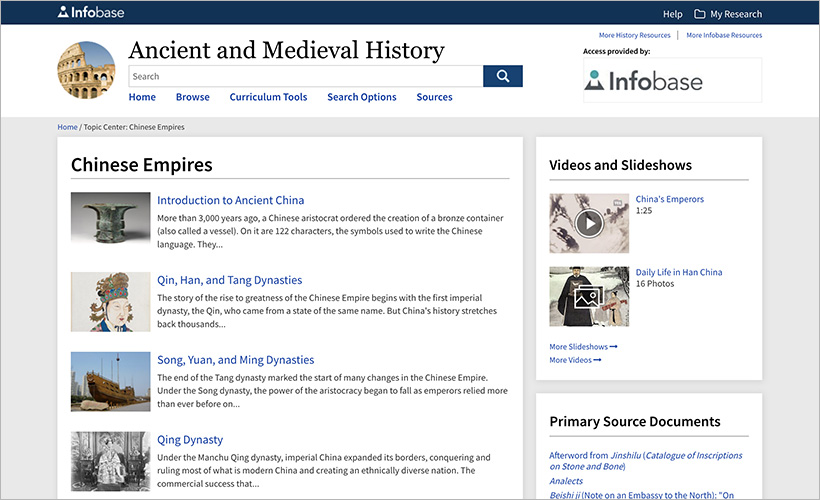 Ancient & Medieval History's new Chinese Empires Topic Center