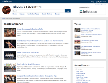 Bloom's Literature's World of Dance Topic Center