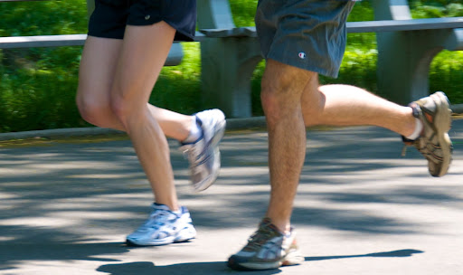 Legs of two joggers