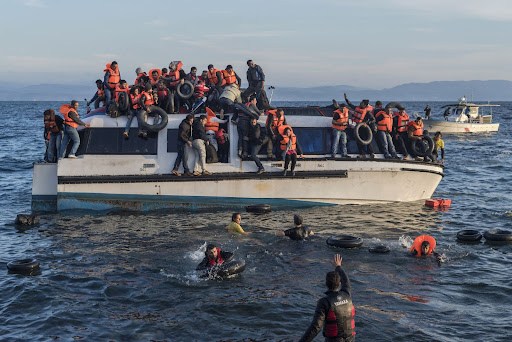 Refugees on a boat